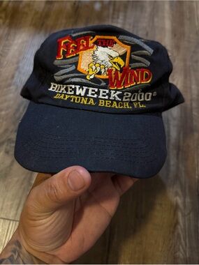 Vintage Feel the Wind Bike Week 2000 Daytona Beach Embroidered Cap